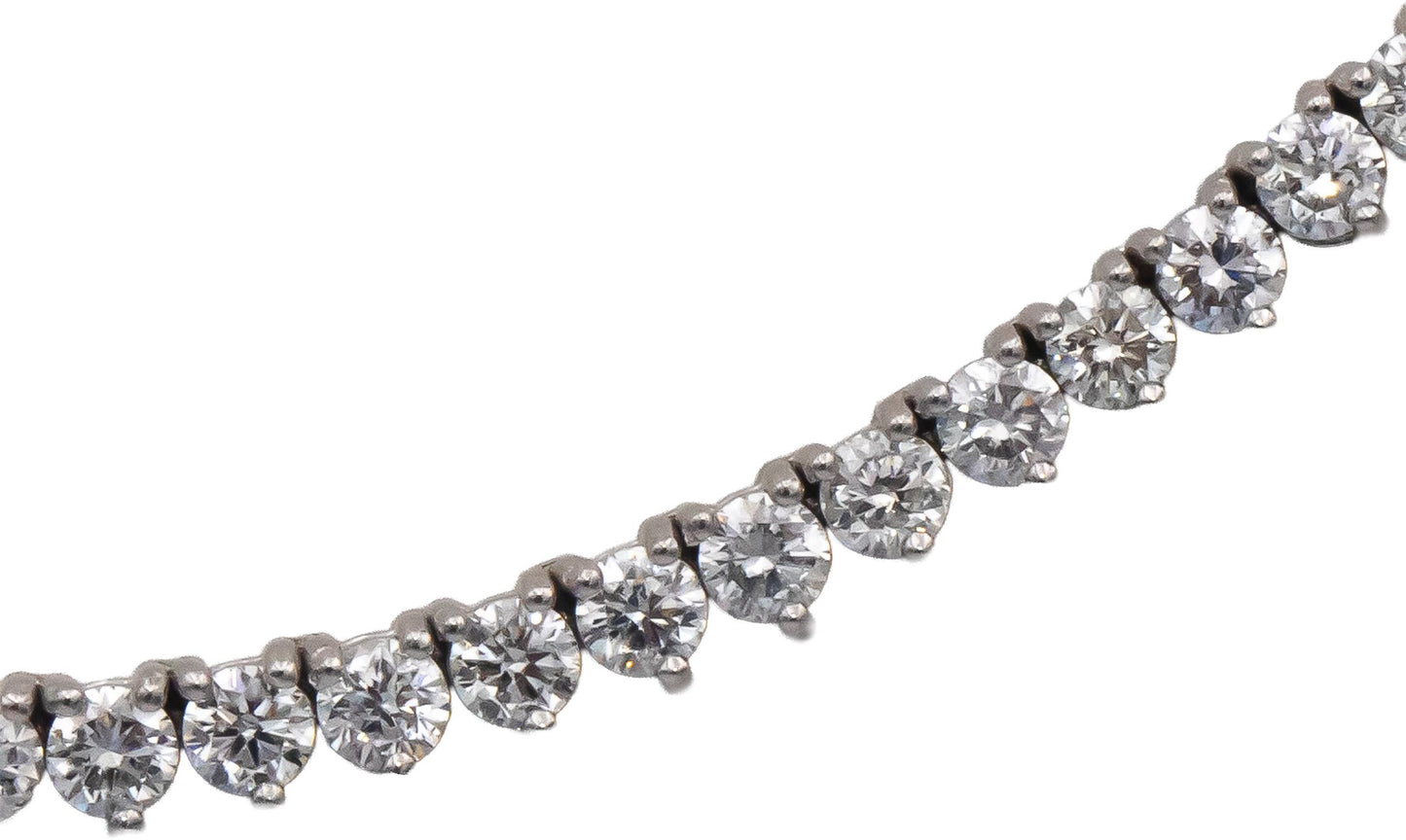 14k White Gold VS Round Three Prong Set Diamond Tennis Necklace 7.78CT