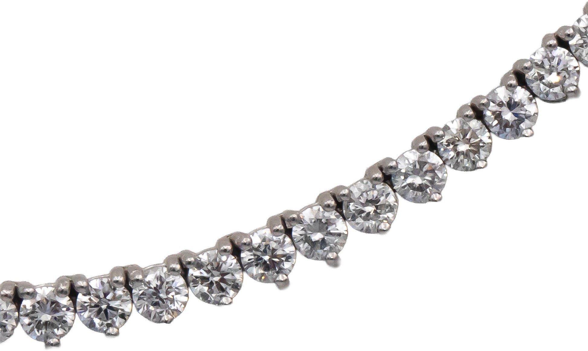 14k White Gold VS Round Three Prong Set Diamond Tennis Necklace 7.78CT