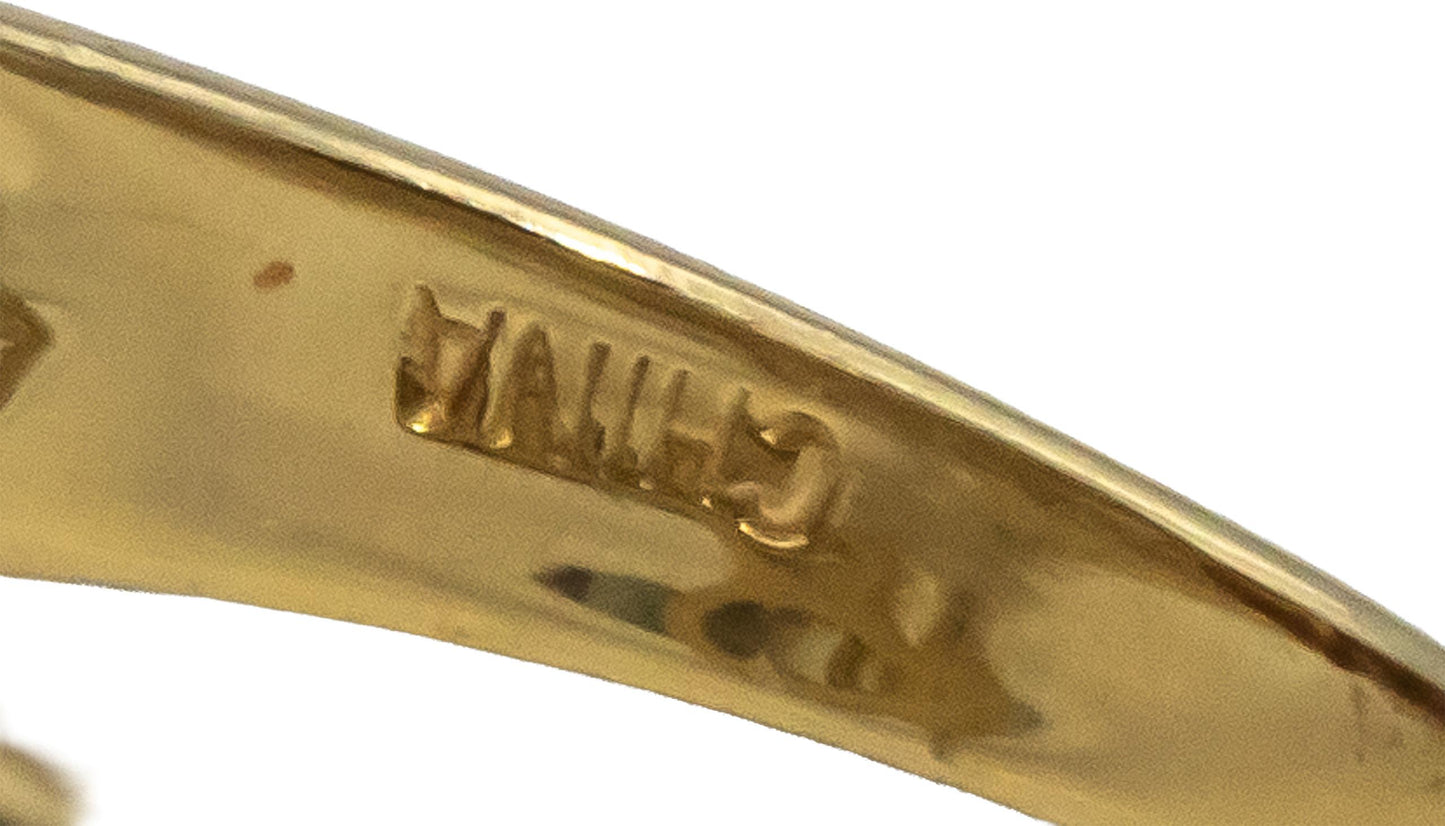 14k Yellow Gold Round & Baguette Cut Diamond Cocktail Ring 0.75CT Size 7