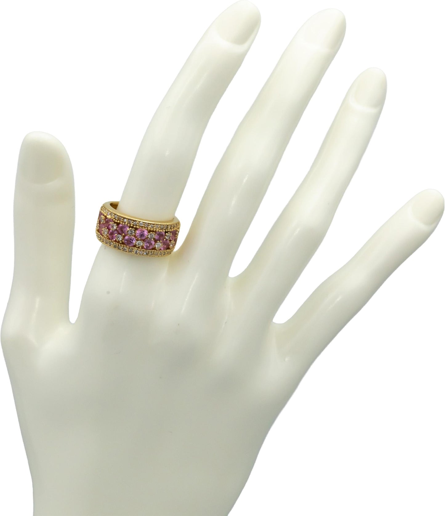 EFFY 14k Yellow Gold Pink Sapphire and Diamond Band Ring 1.20CTW Size 6