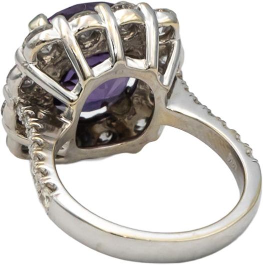 GIA 18k White Gold Lab-Grown Sapphire & Diamond Ring 11.0CT Size 6.75