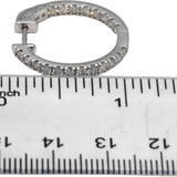 10k White Gold Round Diamond Inside Out Hoop Earrings 1.50CT