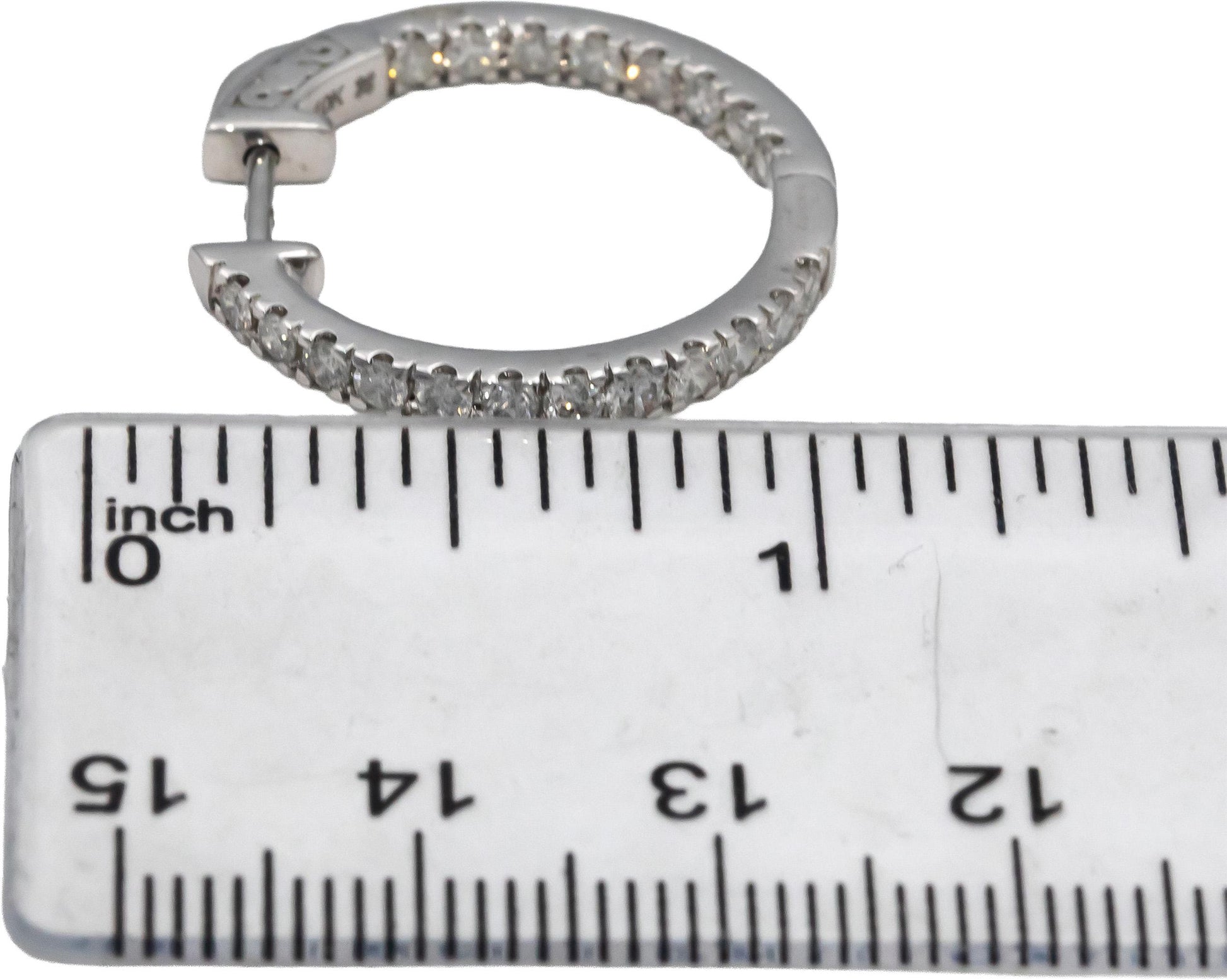 10k White Gold Round Diamond Inside Out Hoop Earrings 1.50CT