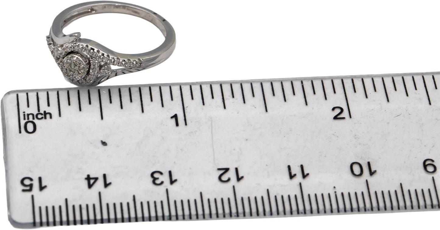 18k White Gold VS Round Diamond Cocktail Ring 0.18CT Size 6.25