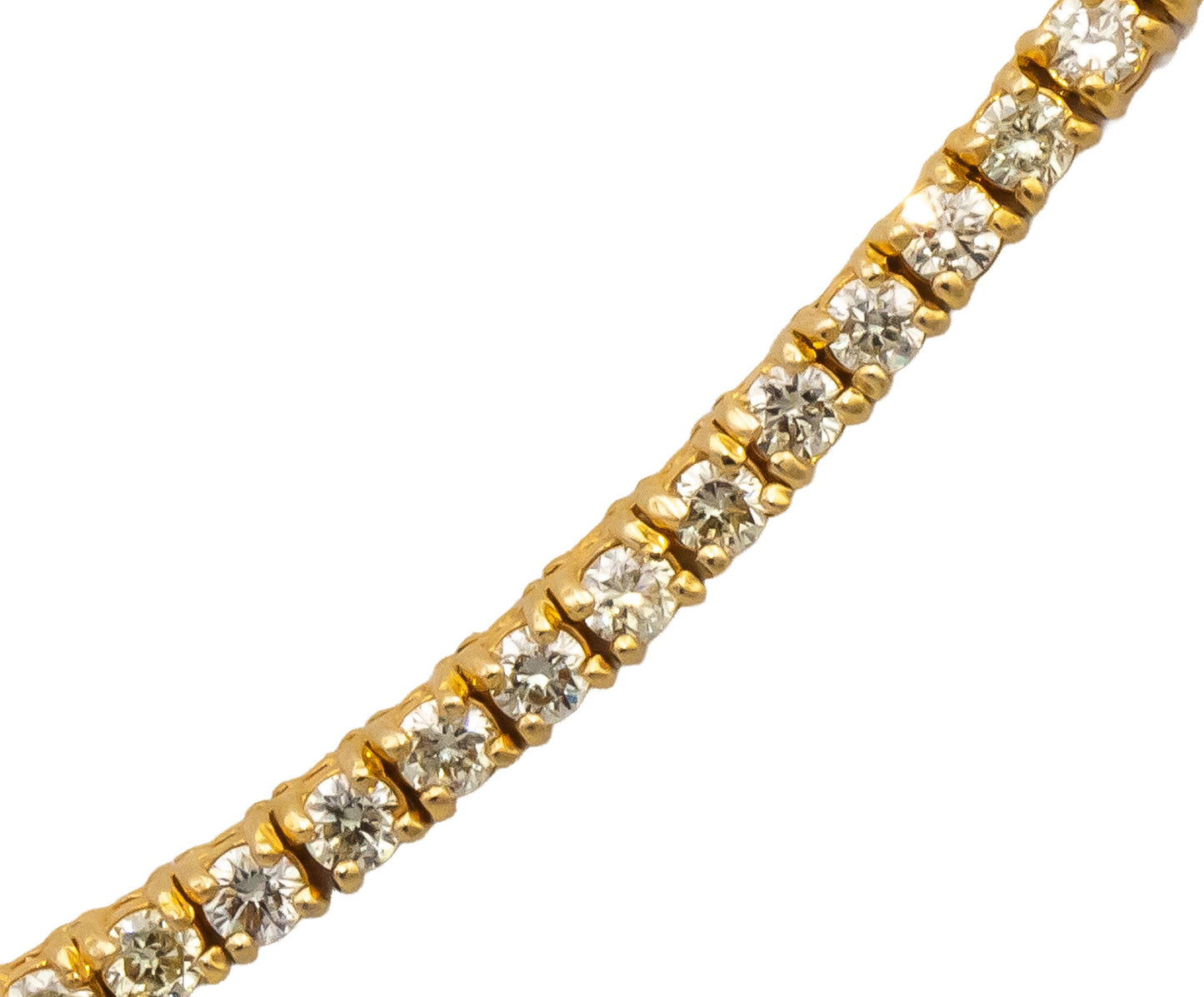 14k Yellow Gold VS Round Diamond Tennis Necklace 6.50CT