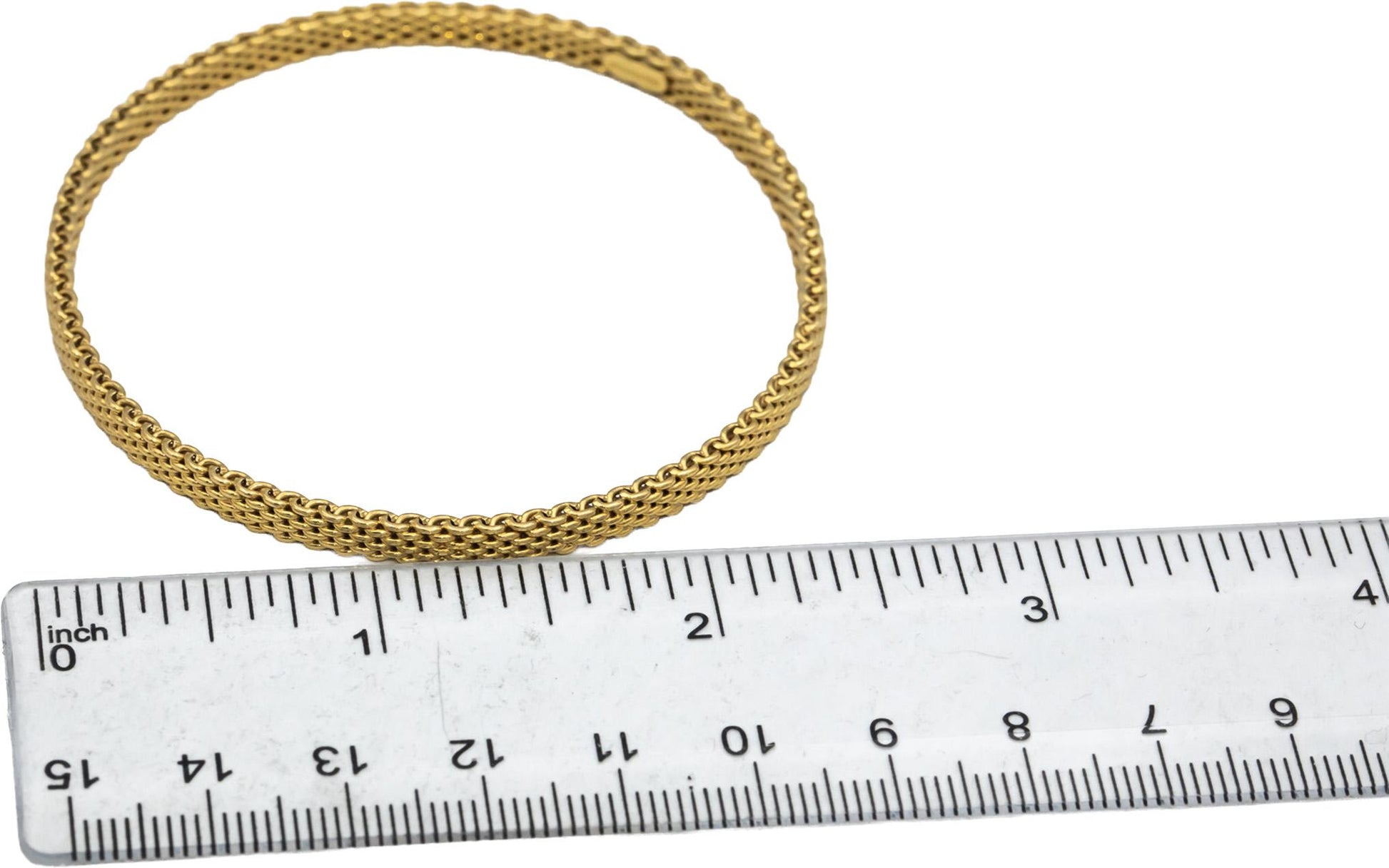 TIFFANY & CO. 18k Yellow Gold Somerset Mesh Bangle Bracelet