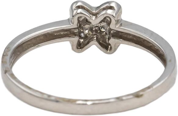 14k White Gold Round Diamond "X" Band Ring 0.03CT Size 6.25