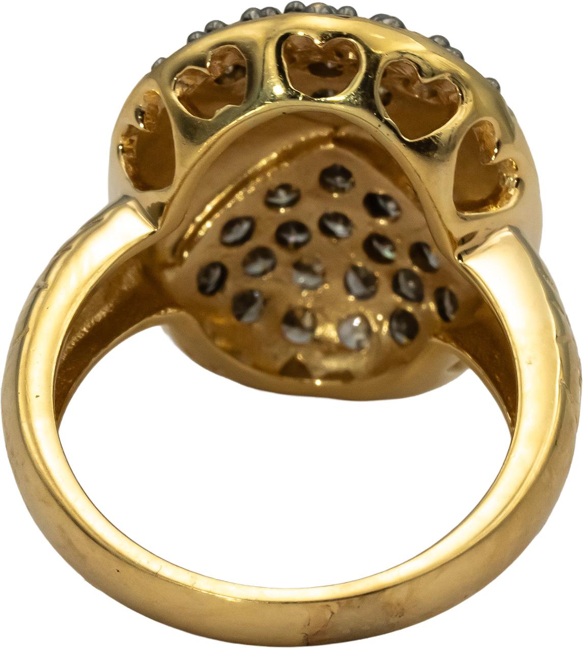 14k Yellow Gold Round Diamond Cluster Cocktail Ring 1.0CT Size 7