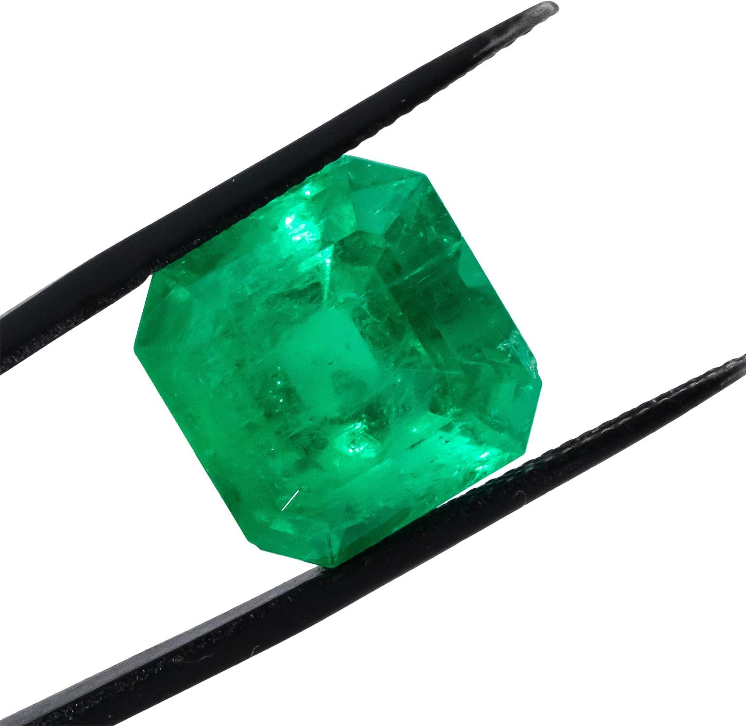 GIA Certified Octagonal Cut Natural Colombian Emerald Loose Gemstone 12.31CT