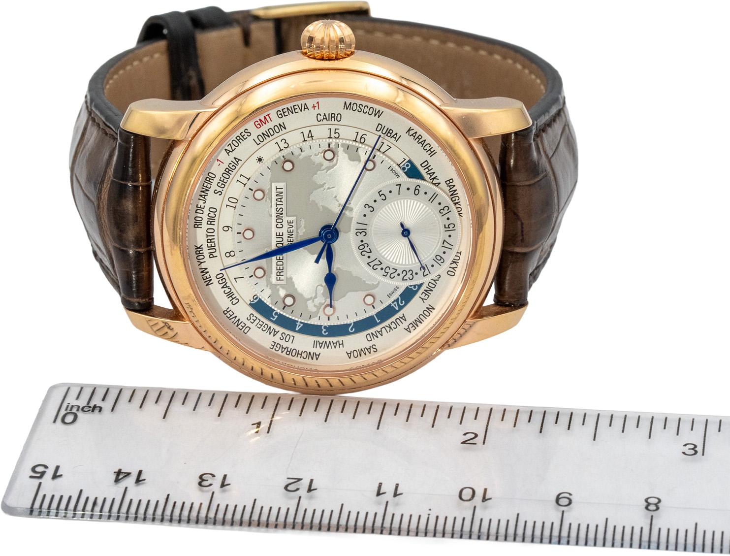 FREDERIQUE CONSTANT 18k Rose Gold Plated Classics Worldtimer Watch FC-718WM4H4