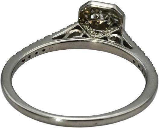 14k White Gold Princess and Round Diamond Halo Ring 0.40CT Size 7
