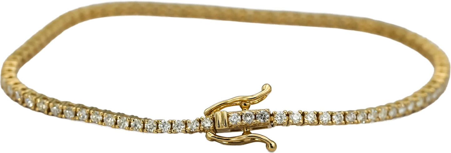 14k Yellow Gold VS Round Diamond Tennis Bracelet 2.08CT