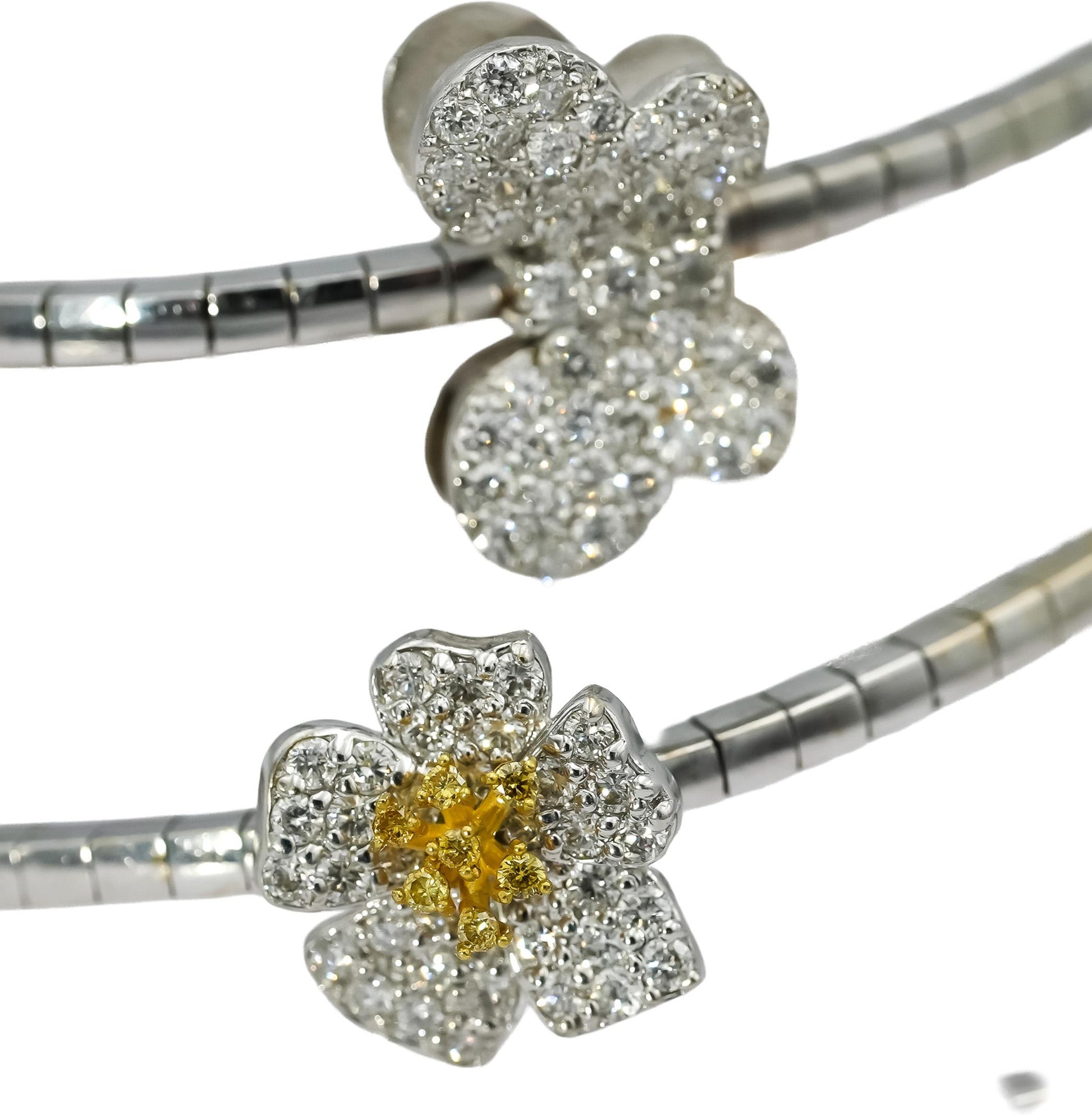 STAMBOLIAN 18k White Yellow Gold VS Diamond Flex Bangle Bracelet 1.25CT
