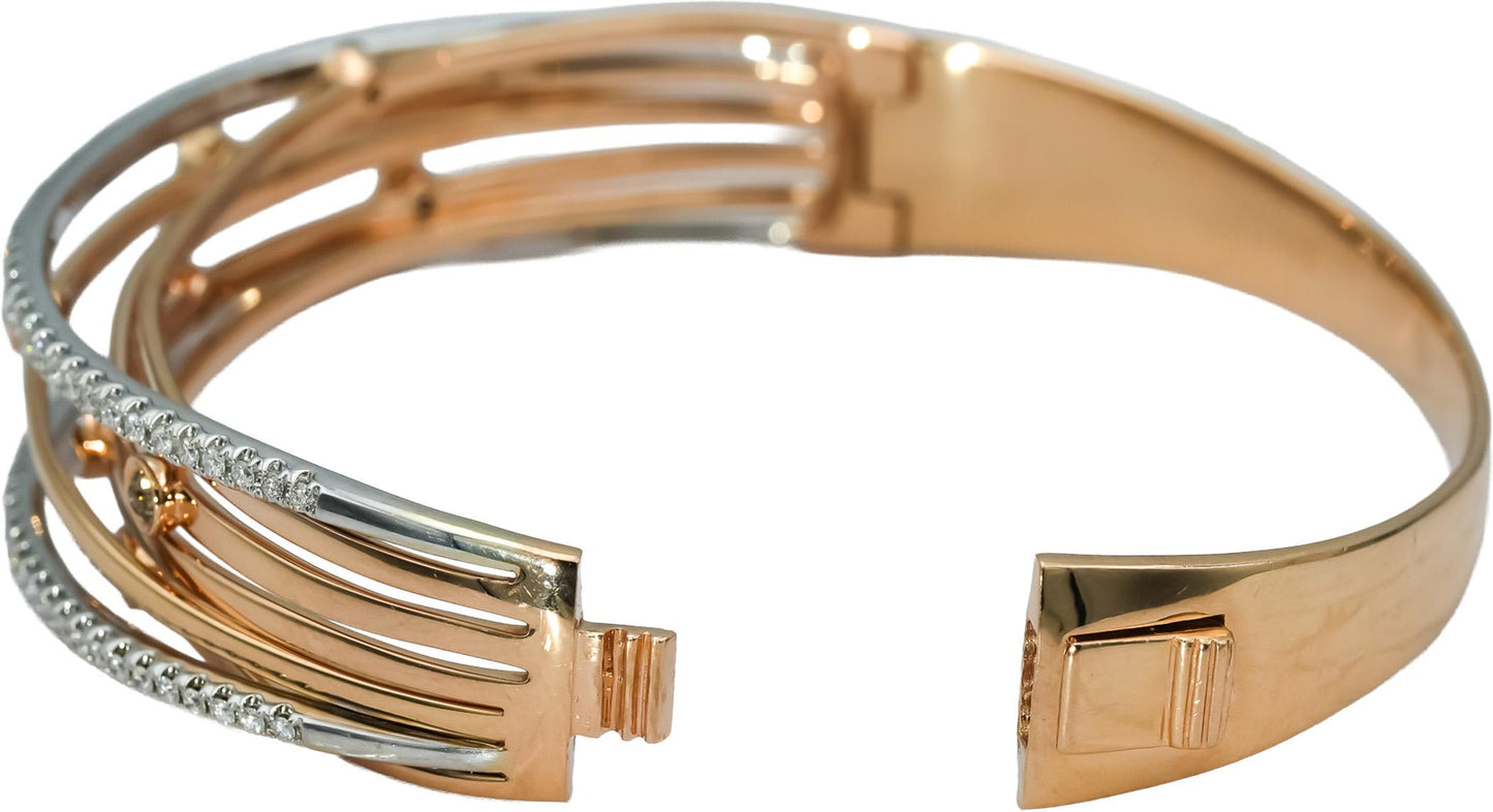 CROWN OF LIGHT 14k Rose White Gold Diamond Bangle Bracelet 1.87CT