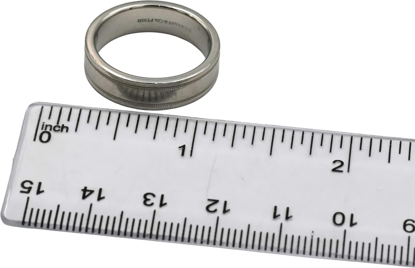 TIFFANY & CO. Platinum Together Double Milgrain Wedding Band Ring Size 9