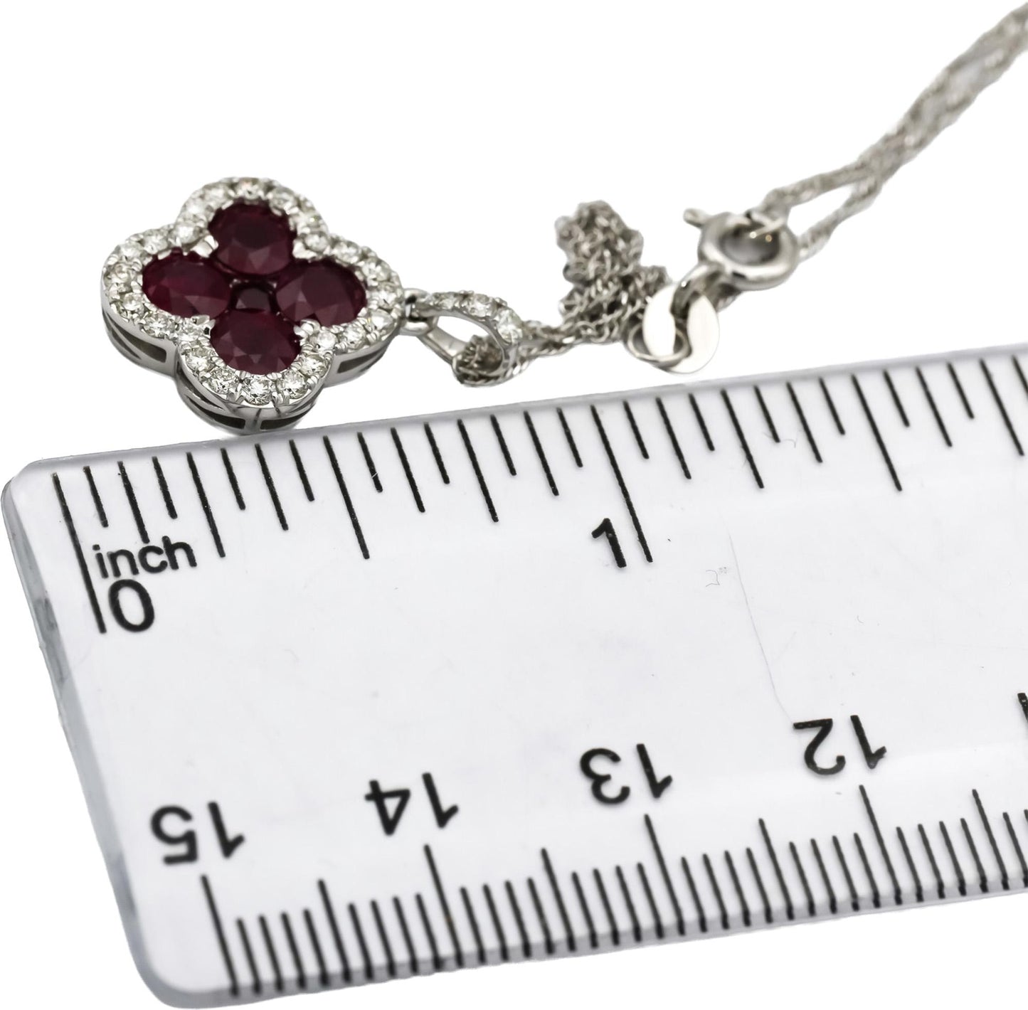 14k White Gold Ruby and Diamond Pendant Necklace 2.03CTW