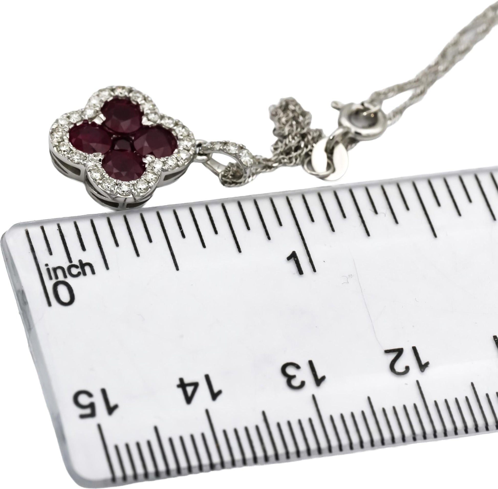 14k White Gold Ruby and Diamond Pendant Necklace 2.03CTW