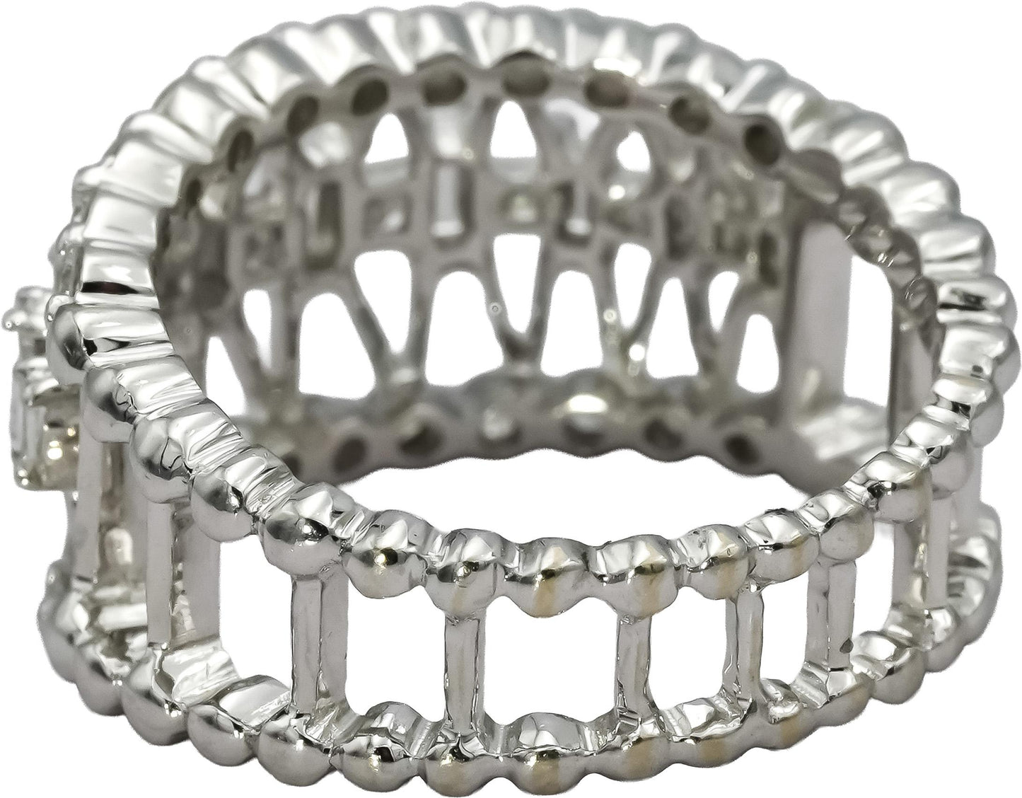 18k White Gold VS Princess Round Baguette Diamond Cocktail Ring 1.0CT Size 6.5