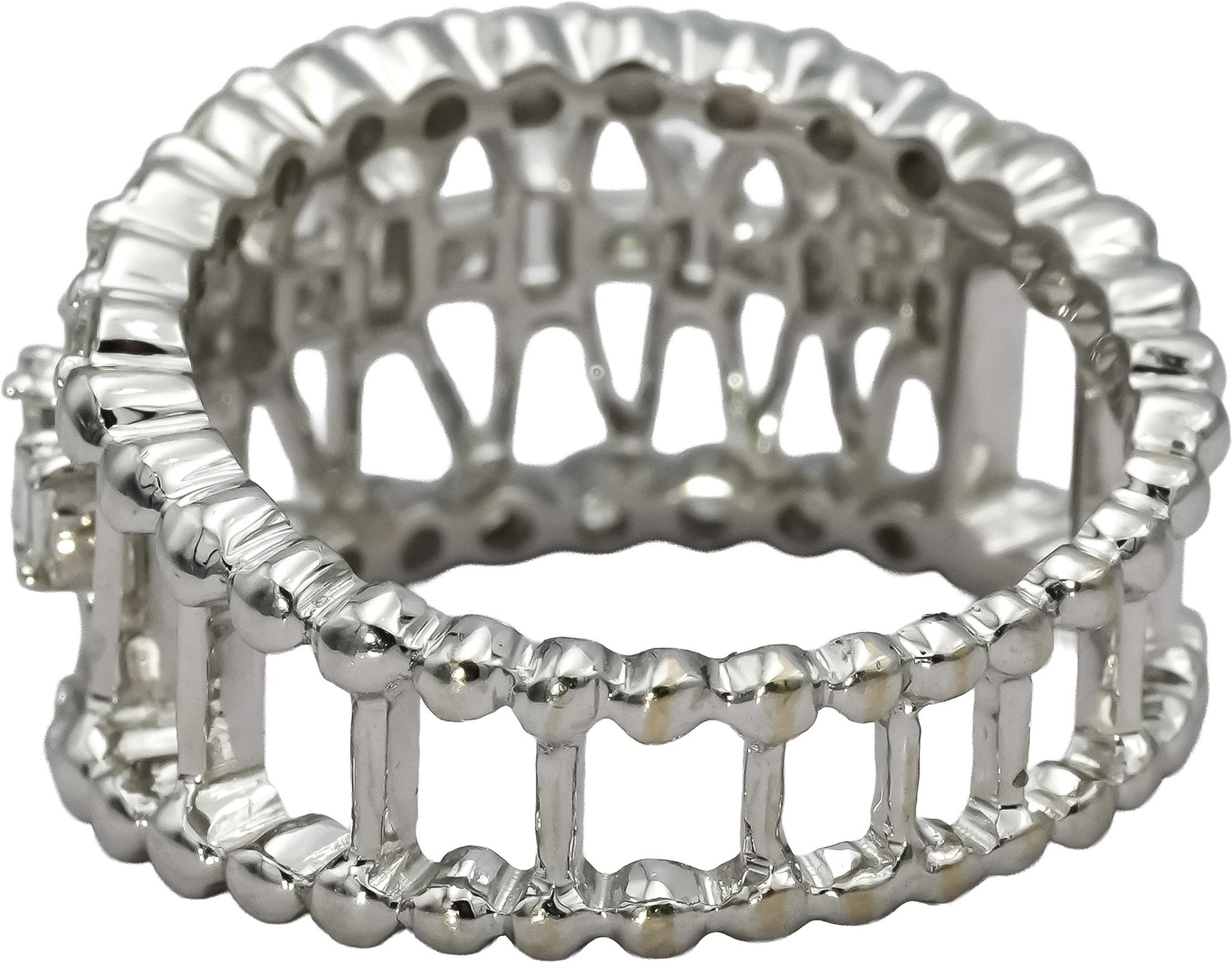 18k White Gold VS Princess Round Baguette Diamond Cocktail Ring 1.0CT Size 6.5