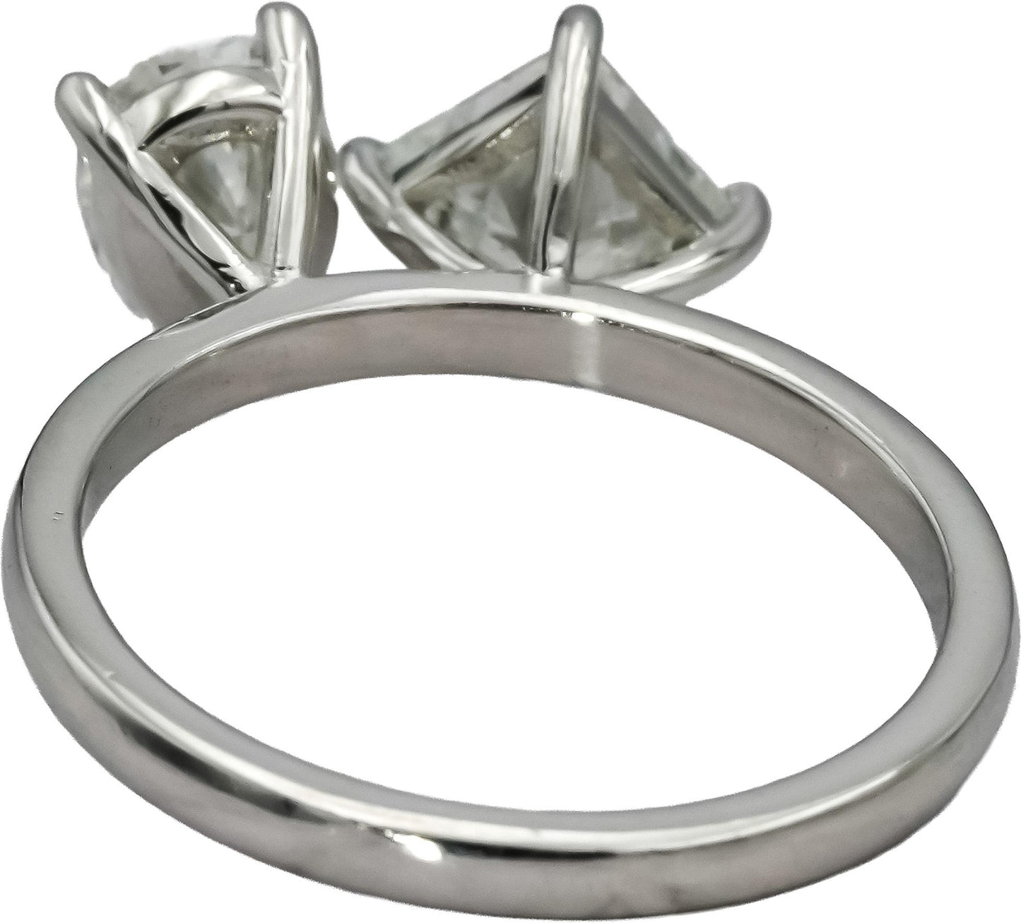 14k White Gold Pear & Princess Cut Diamond Two Stone Ring 1.64CT Size 6.25