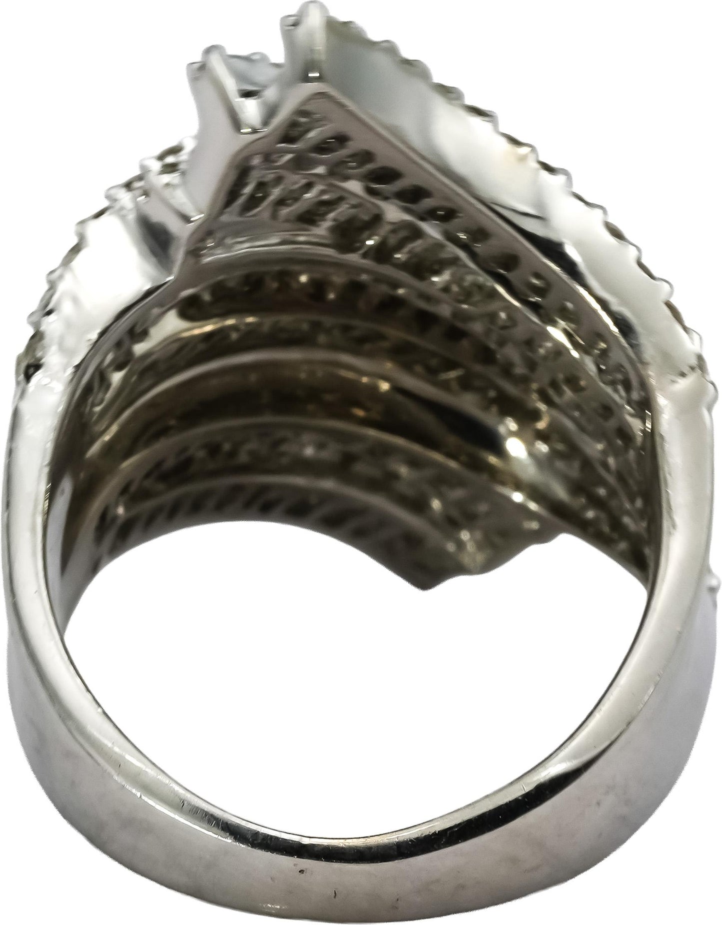 14k White Gold Round & Baguette VS Diamond Cluster Cocktail Ring 3.0CT Size 7