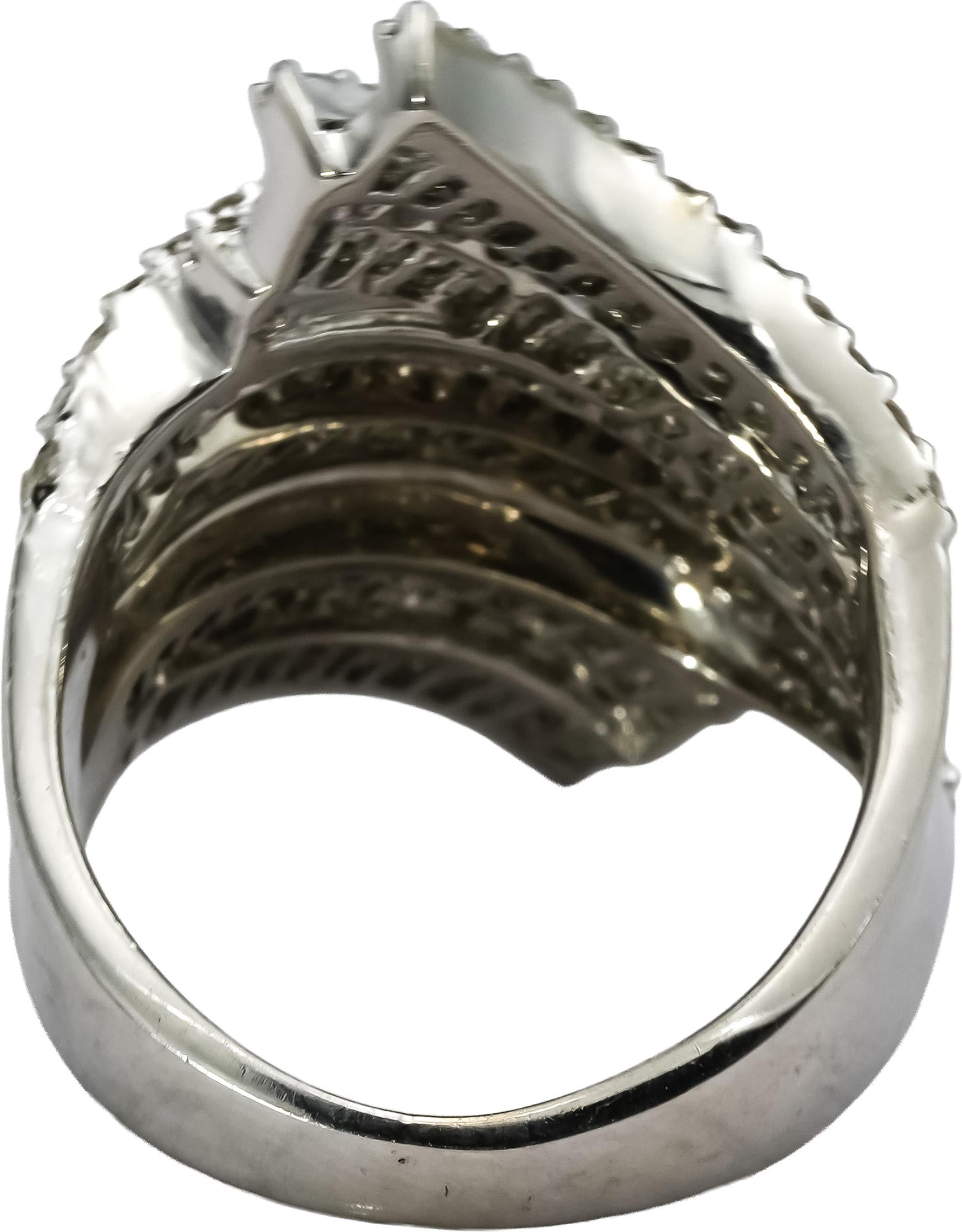 14k White Gold Round & Baguette VS Diamond Cluster Cocktail Ring 3.0CT Size 7