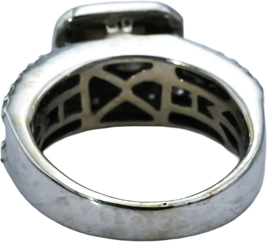 14k White Gold Princess & Round Diamond Cocktail Ring 1.25CT Size 6
