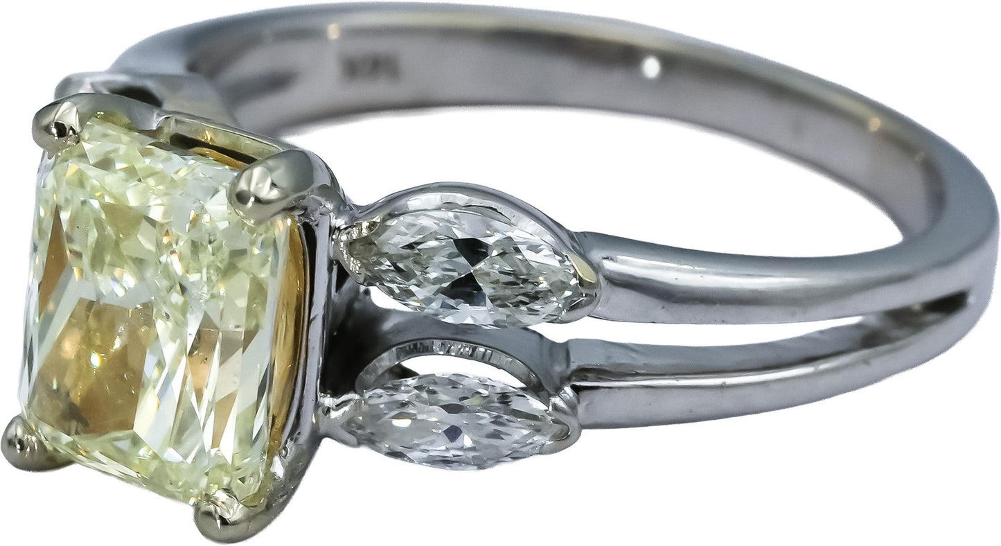 GIA 14k White Gold Radiant Cut Diamond Engagement Ring 3.61CT Size 8.75