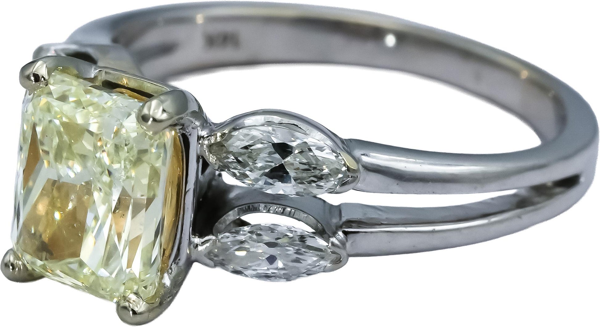 GIA 14k White Gold Radiant Cut Diamond Engagement Ring 3.61CT Size 8.75