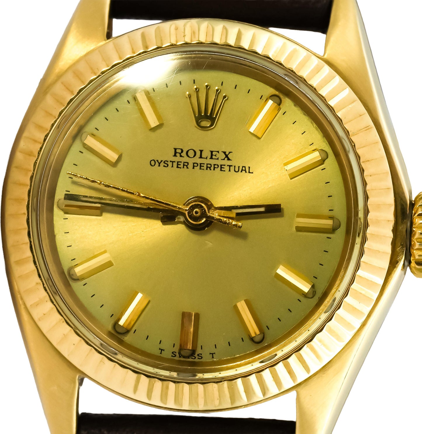 ROLEX Vintage 14k Yellow Gold Lady Oyster Perpetual Manual Winding Watch