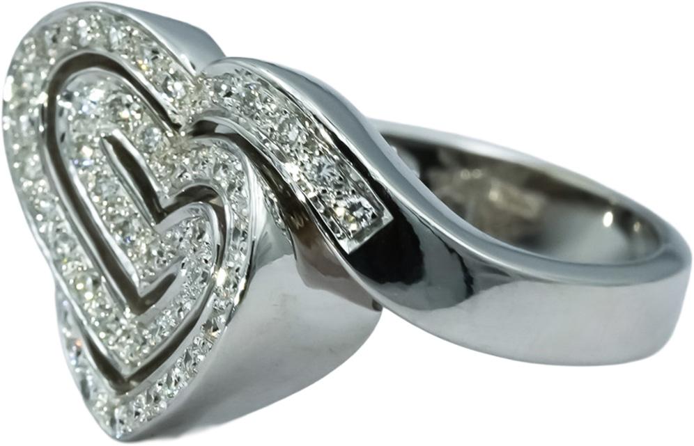 14k White Gold Round Diamond Abstract Heart Ring 0.50CT Size 8