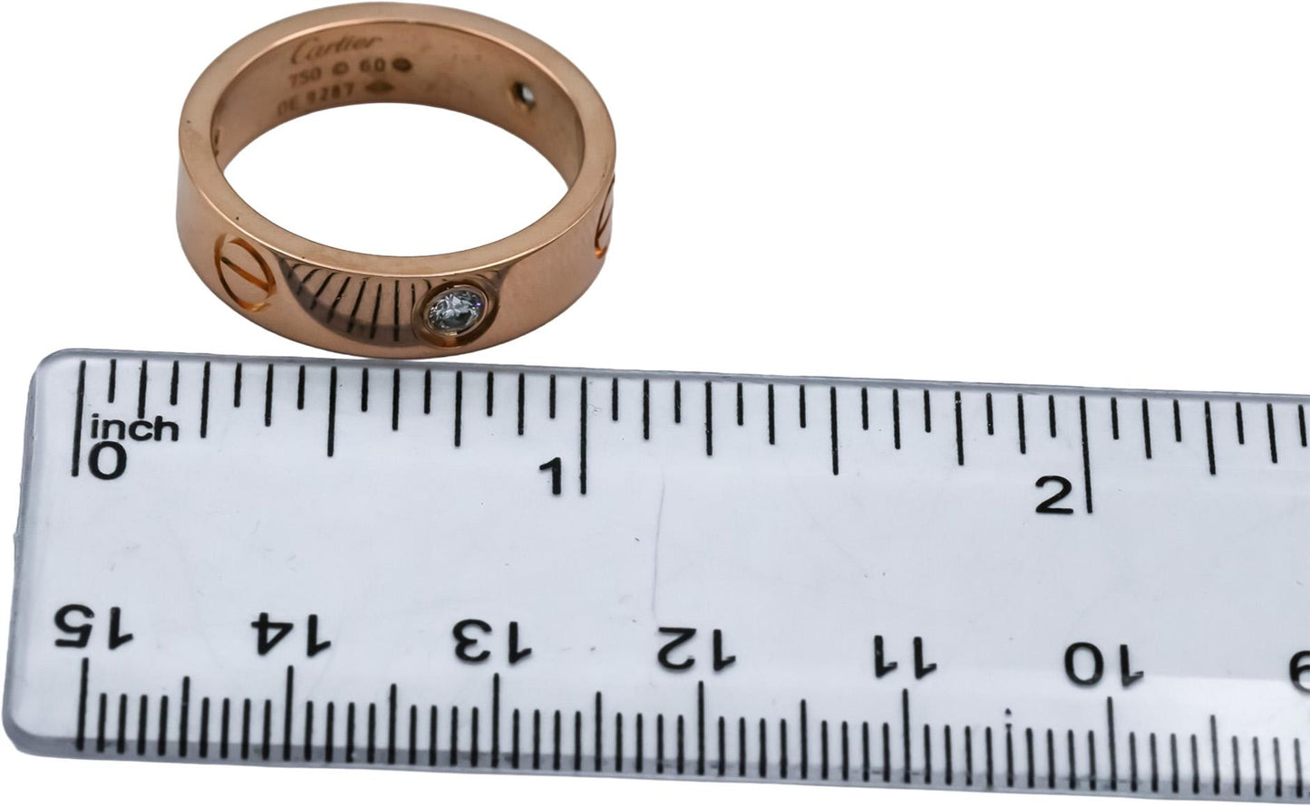 CARTIER 18k Rose Gold VS Diamond Love Screw Motif Ring 0.23CT Size 60