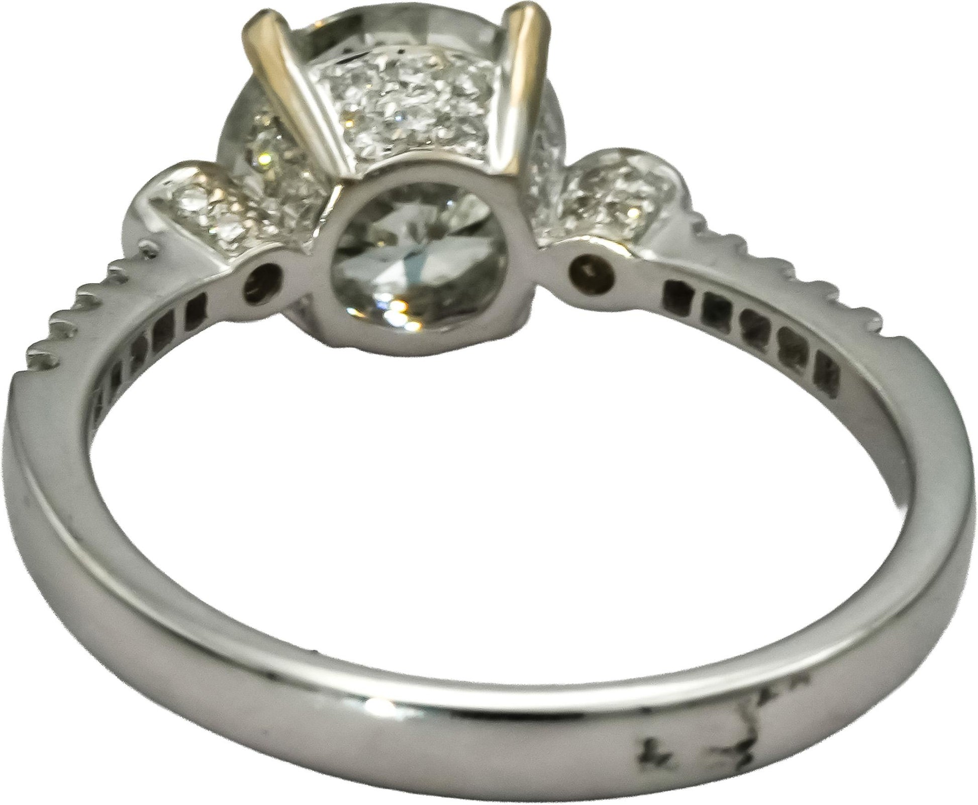 18k White Gold Round Diamond Engagement Ring 1.82CT w/ 1.60CT Center Size 6.75