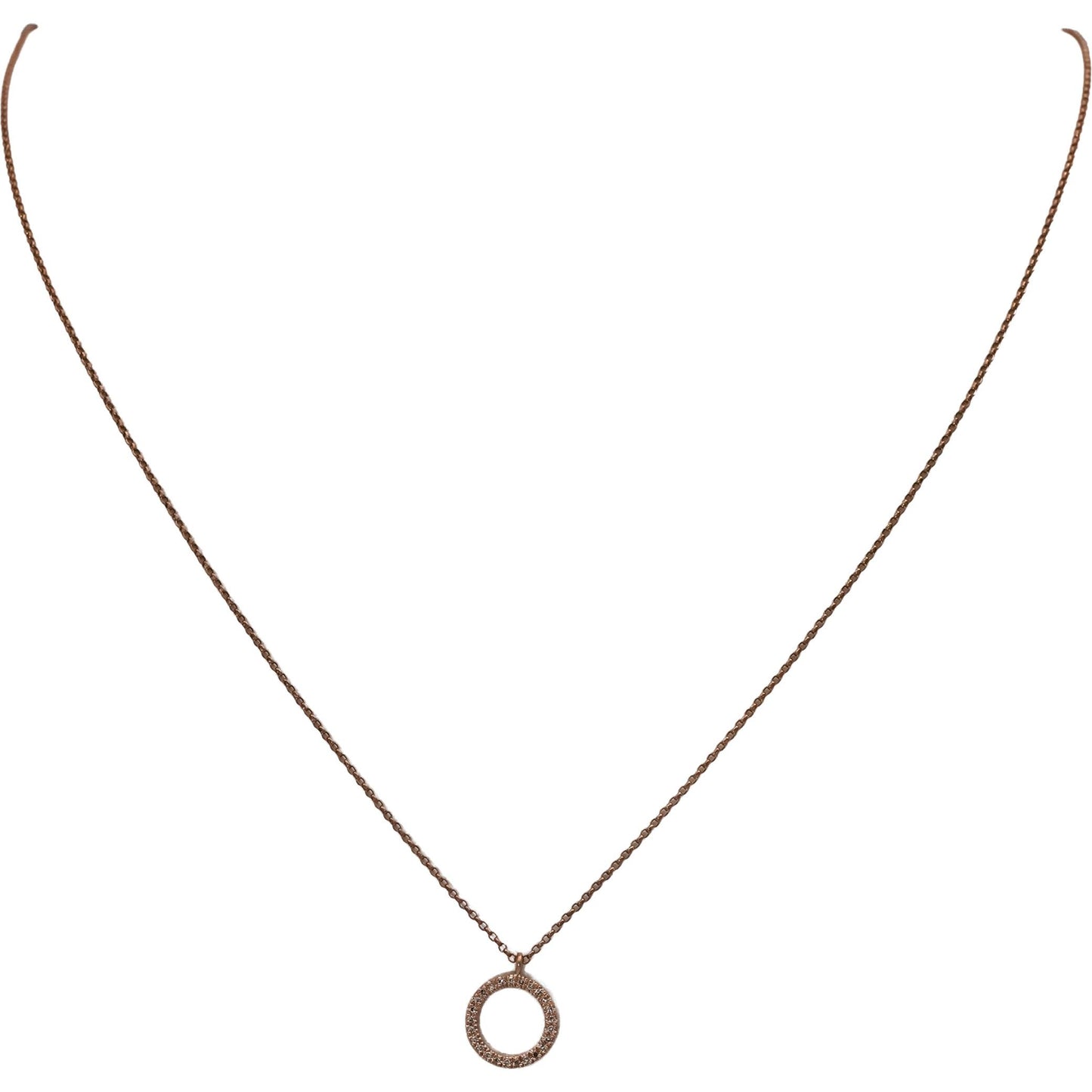 14k Rose Gold VS Round Diamond Circle Pendant Necklace 0.07CT