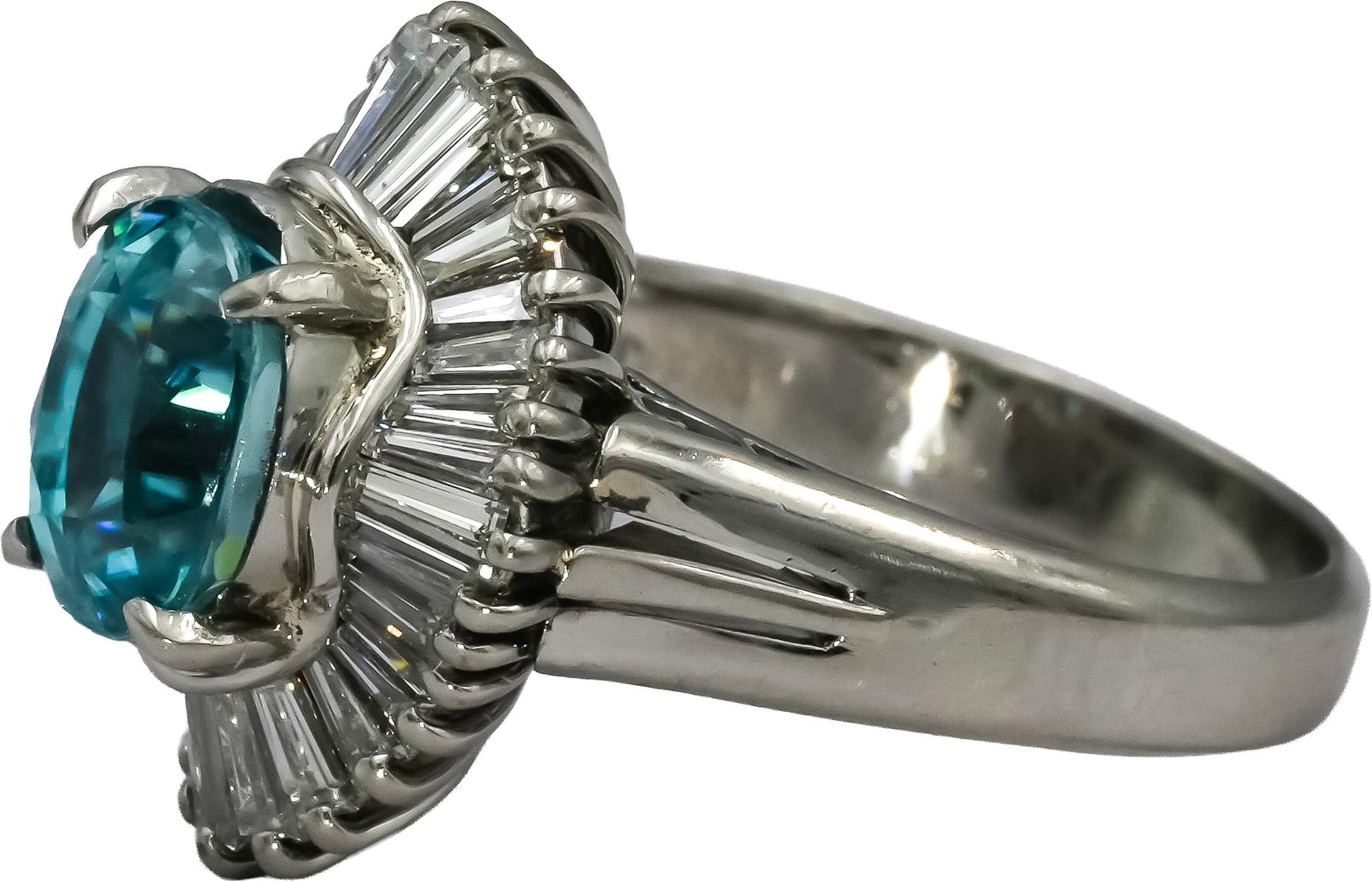 Platinum VS Diamond and Blue Zircon Cocktail Ring 4.76CT Size 6.25