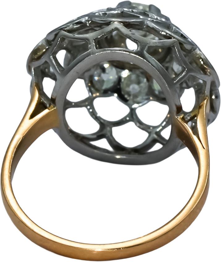 Vintage Antique 14k White & Yellow Gold Old Euro Cut Diamond Filigree Ring 1.0CT