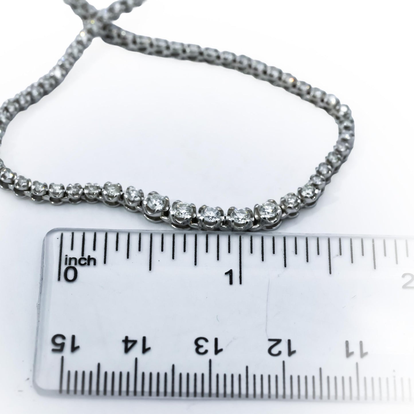 18k White Gold Round Diamond Graduated Width Riviera Necklace 3.50CT