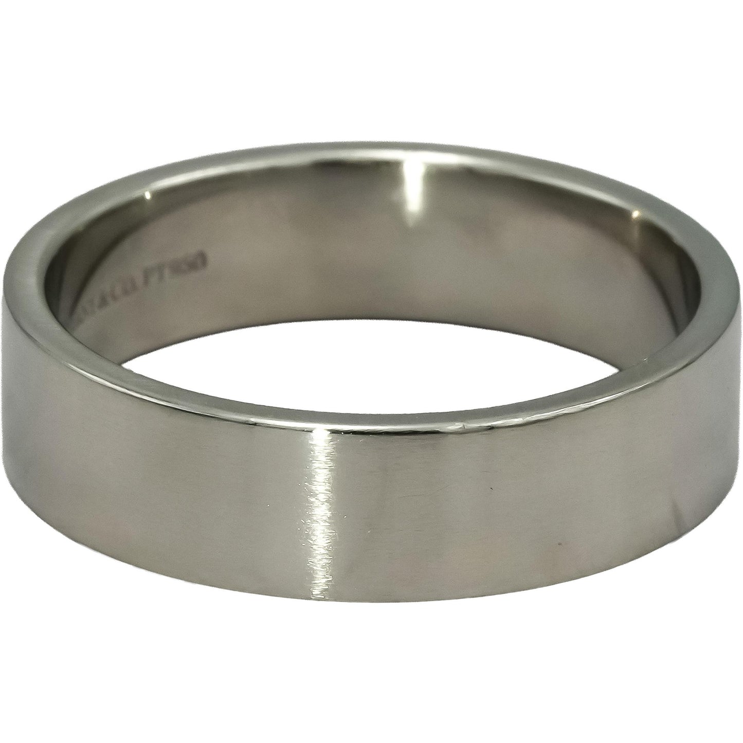 TIFFANY & CO. Platinum 6.0mm Wide Flat Men's Wedding Band Ring Size 10.5