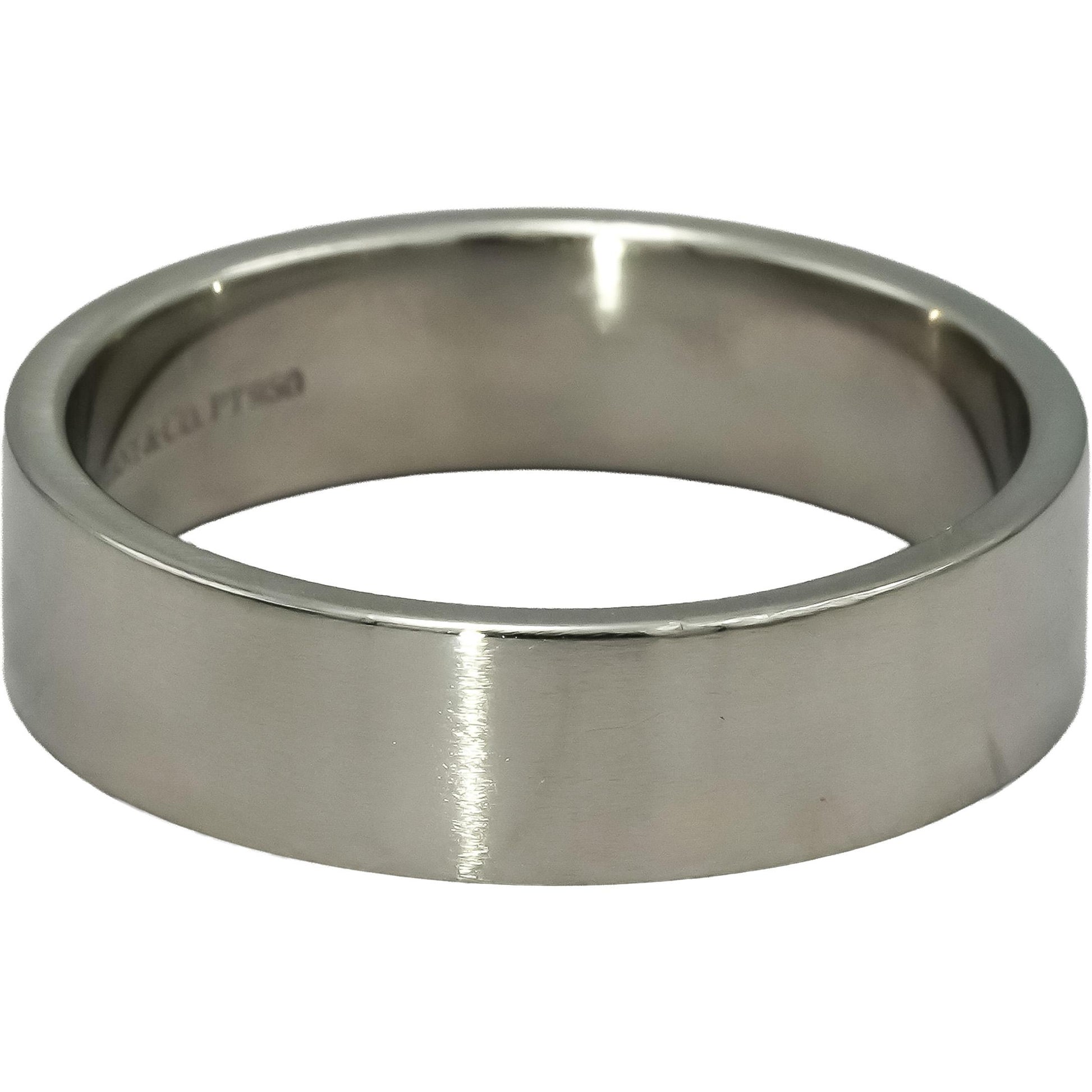 TIFFANY & CO. Platinum 6.0mm Wide Flat Men's Wedding Band Ring Size 10.5
