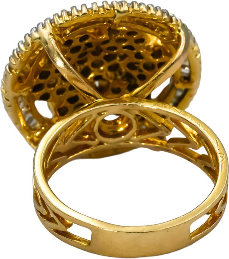14k Yellow Gold Round and Baguette Cut Diamond Cocktail Ring 1.31CT Size 6