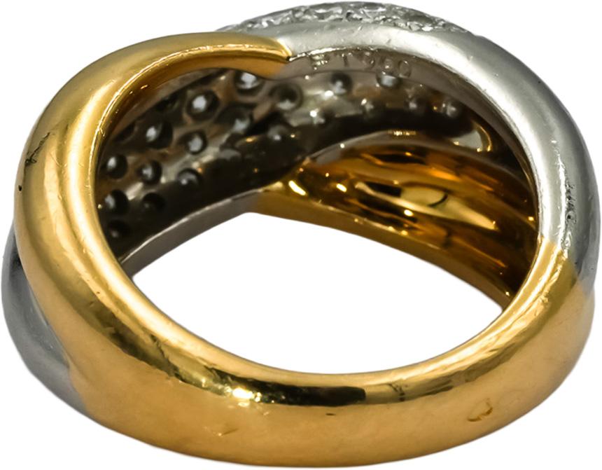 CARTIER Vintage 18k Gold Platinum Diamond Cluster Crossover Ring 1.25CT Size 6.5