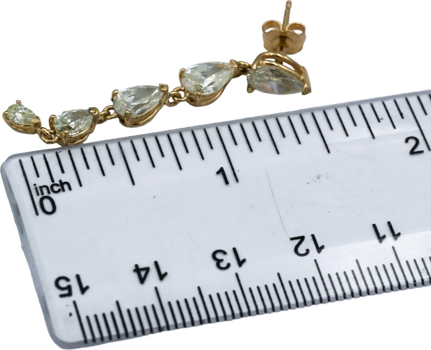 14k Yellow Gold VS Pear Cut Diamond Drop Dangle Earrings 4.78CT