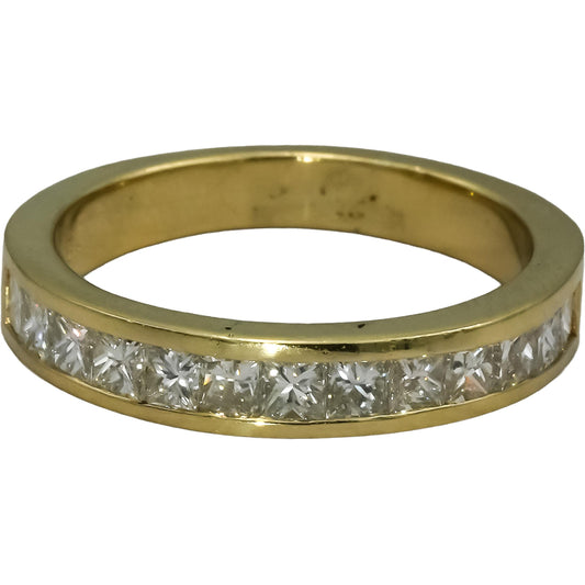 14k Yellow Gold VS Princess Cut Channel Set Diamond Band Ring 1.10CT Size 6