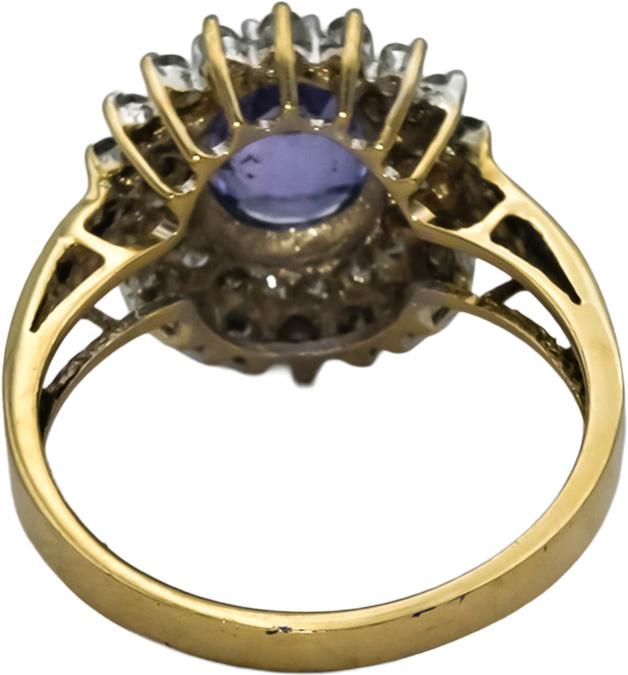 14k Yellow Gold Diamond and Tanzanite Cocktail Ring 1.25CT Size 7