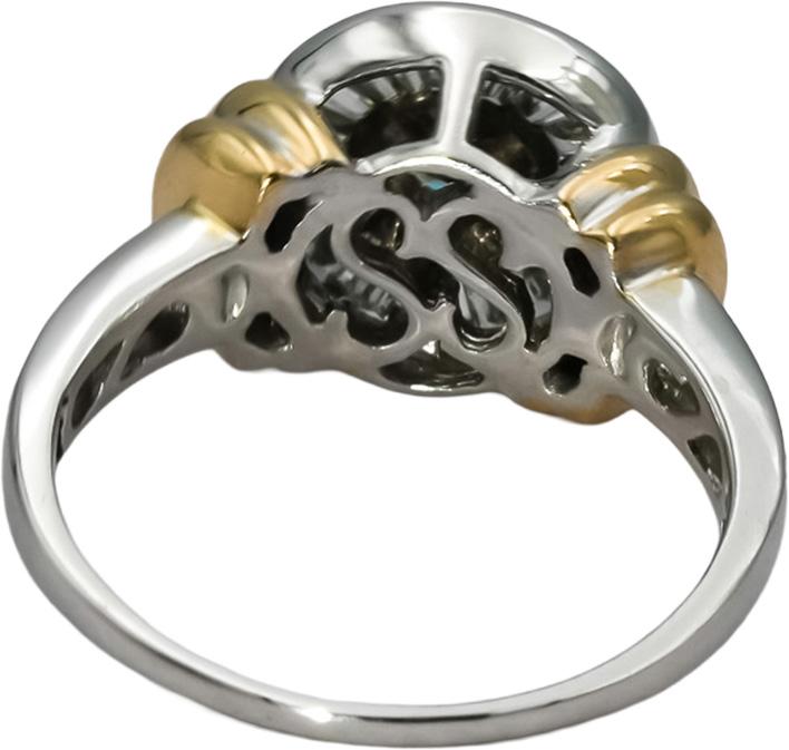 14k Yellow & White Gold Round and Baguette Diamond Cocktail Ring 1.0CT Size 8.5