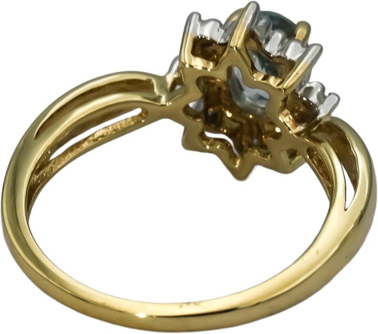 10k Yellow Gold Aquamarine Ring 0.50CT Size 7.25 w/ Diamond Accents