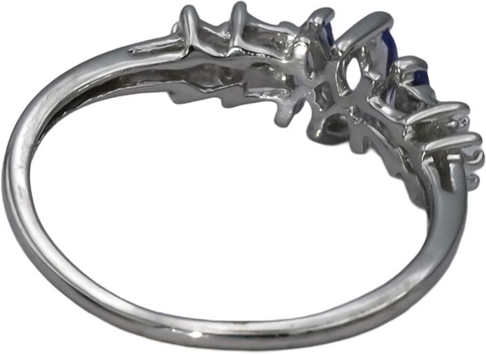 10k White Gold Marquise Tanzanite Ring 0.25CT Size 7 w/ Diamond Accents