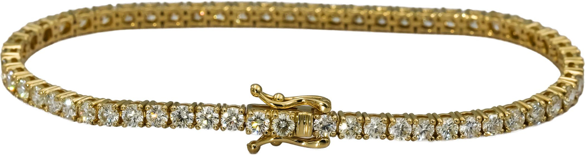 14k Yellow Gold VS Round Diamond Tennis Bracelet 5.37CT