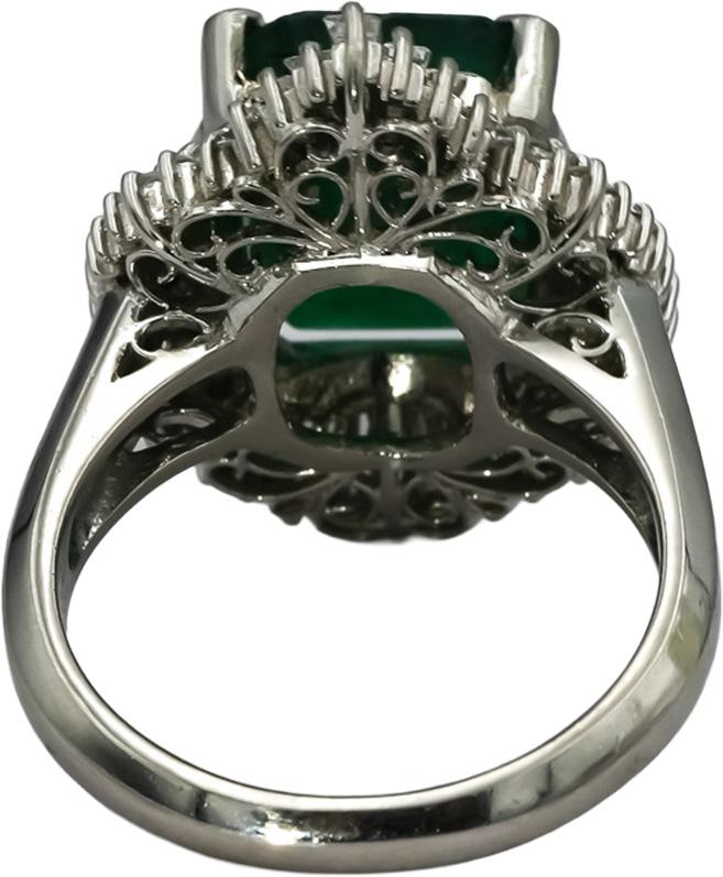 Platinum VS Diamond and Emerald Cocktail Ring 6.44CT Size 6.5