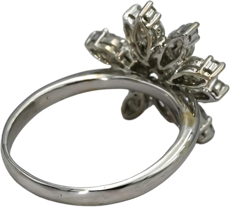 18k White Gold Round and Marquise Diamond Flower Ring 1.0CT Size 9.5